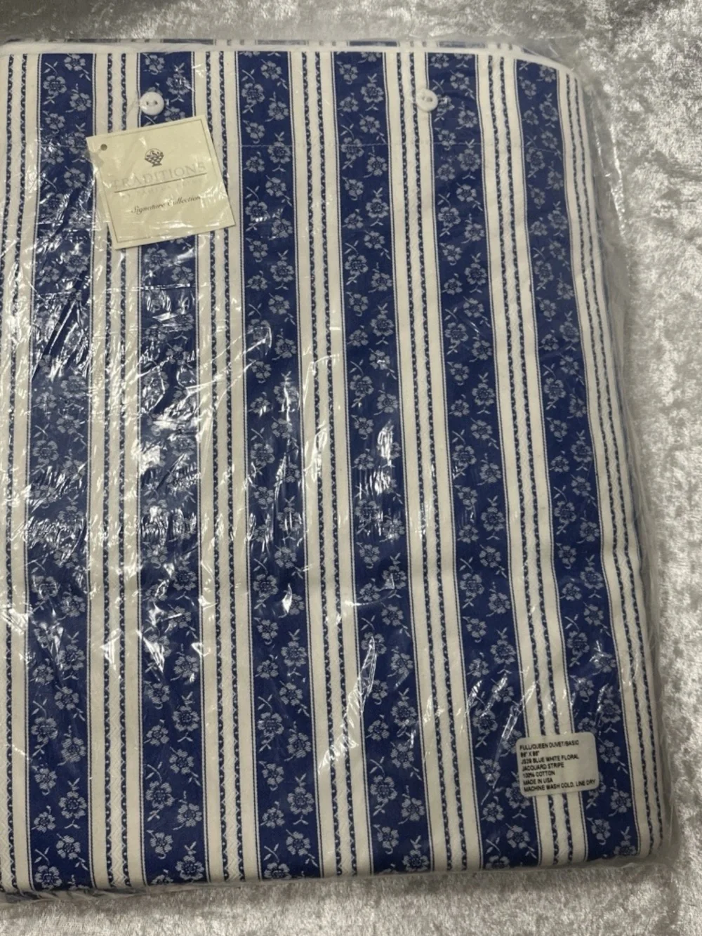 NEW 2009 Traditions By Pamela Kline Full/Queen Duvet Cover USA Blue White Floral